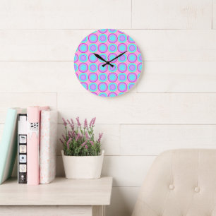 Grande Horloge Ronde Donuts Lilac Et Turquoise Avec Remplissage Sur Ros