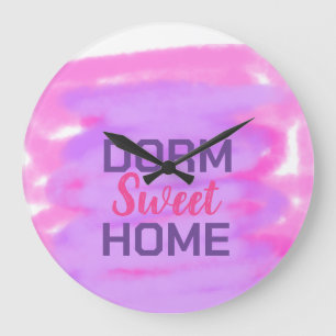Grande Horloge Ronde Dorm doux doré rose violet aquarelle texte