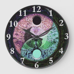 Grande Horloge Ronde Double arbre de Yin Yang de la vie