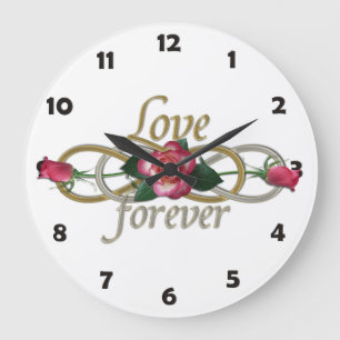 Grande Horloge Ronde Double infini - amour de roses pour toujours
