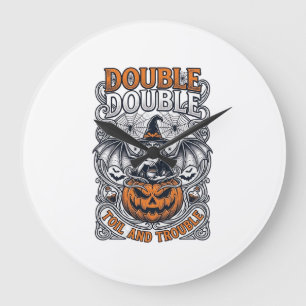 Grande Horloge Ronde Double peine Malheur Sorcière Citrouille Halloween