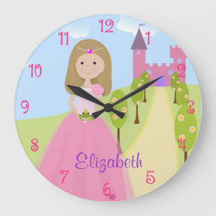 Grande Horloge Ronde Douce Blonde foncée Princesse Personnalisée