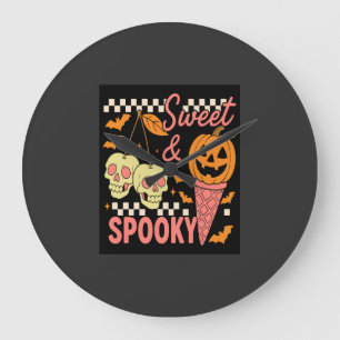Grande Horloge Ronde Douce et effrayante Halloween mignonne