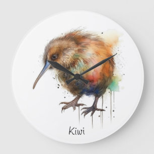 Grande Horloge Ronde Douce Kiwi, personnalisé