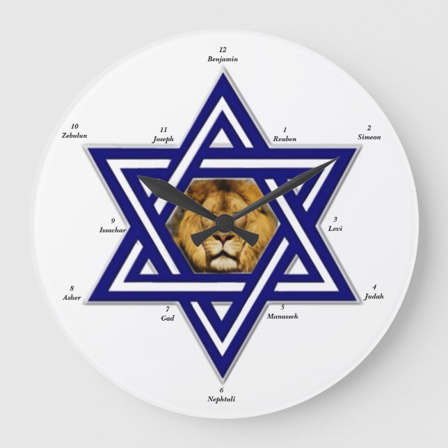 Grande Horloge Ronde Douze tribus d'horloge d'acrylique de l'Israël (Recto)