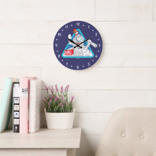 Grande Horloge Ronde Dr Seuss   Cat in the Moon Outer Space Graphic
