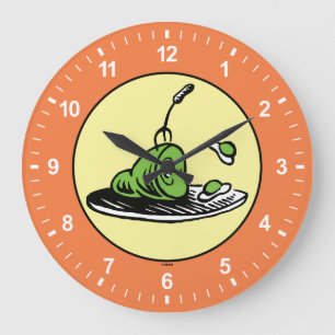 Grande Horloge Ronde Dr Seuss   Oeufs verts et icône de jambon