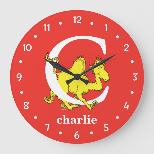 Grande Horloge Ronde Dr Seuss's ABC : Letter C - White | Add Your Name (Recto)