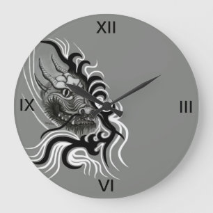Grande Horloge Ronde Dragon à tatouage