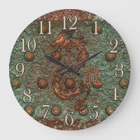 Dragon Asiatique Rusty metal Fantasy Art Clock