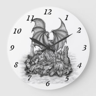 Grande Horloge Ronde Dragon avec Zombie