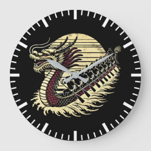 Grande Horloge Ronde Dragon Boat Racing - Équipe Vintage de Dragon Boat