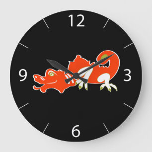 Grande Horloge Ronde Dragon Chinois Céleste Art Fantastique Clair de Lu
