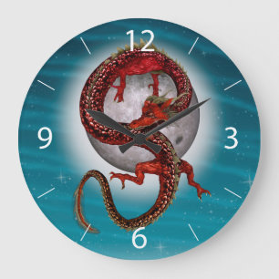 Grande Horloge Ronde Dragon de l'Est - Mythique Créature Imaginaire