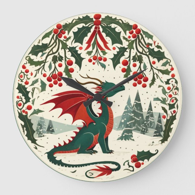 Grande Horloge Ronde Dragon de Noël                                   (Recto)