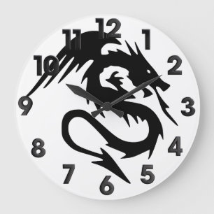 Grande Horloge Ronde Dragon noir