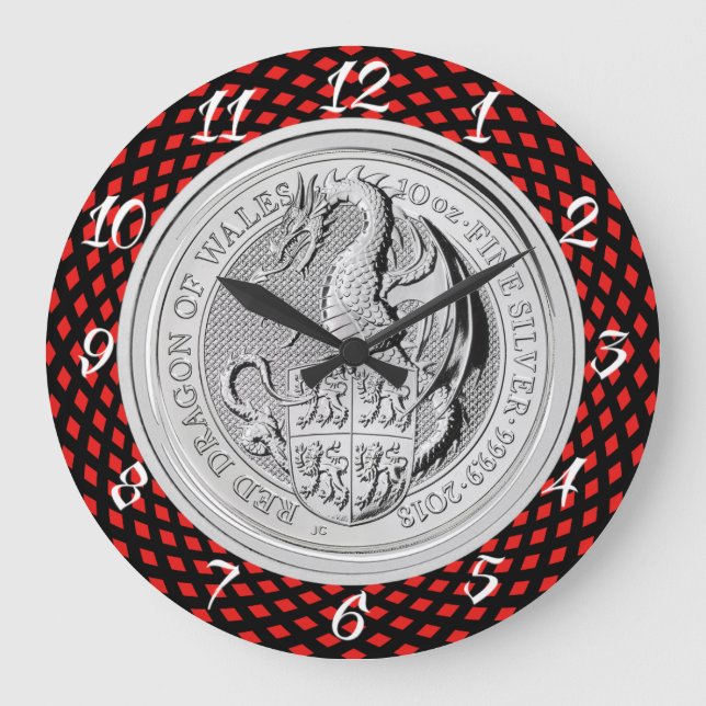 GRANDE HORLOGE RONDE DRAGON ROUGE DE PIÈCE DE MONNAIE DU PAYS DE GALLES (Recto)