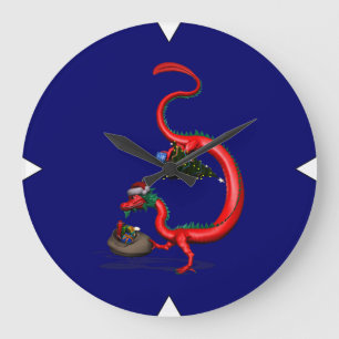 Grande Horloge Ronde Dragon rouge-est