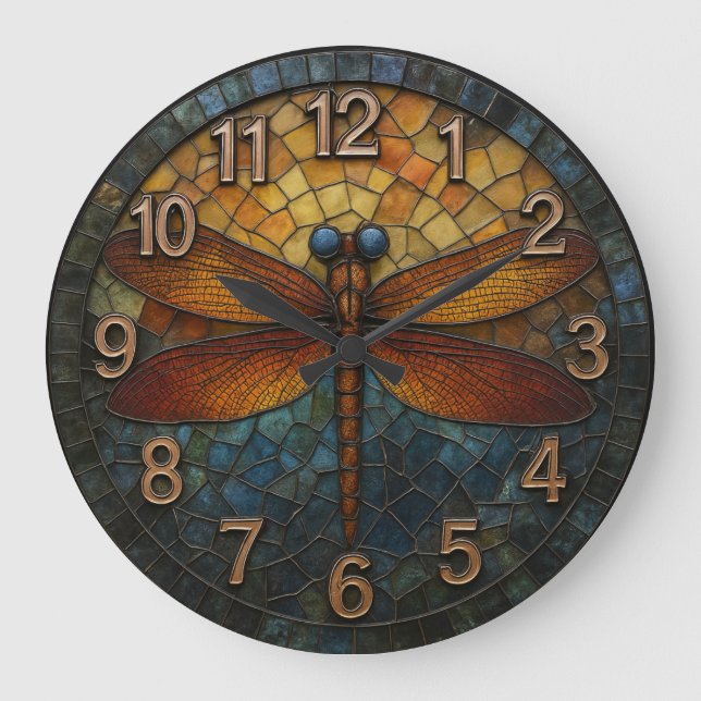 Grande Horloge Ronde Dragonfly nature themed insect art garden style (Recto)
