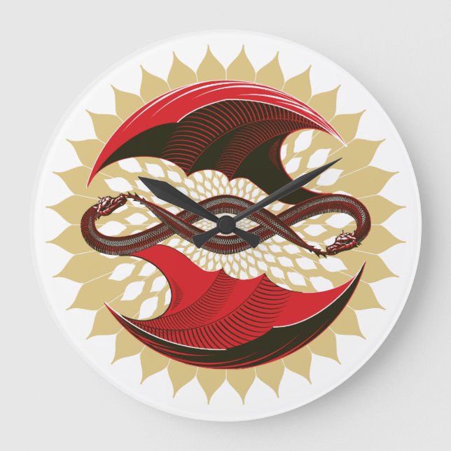Grande Horloge Ronde Dragons enchaînés (Recto)