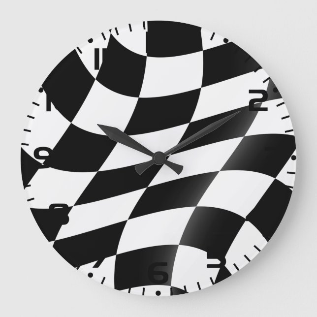 Grande Horloge Ronde Drapeau À damiers noir et blanc (Recto)
