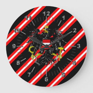 Grande Horloge Ronde Drapeau à rayures autrichien