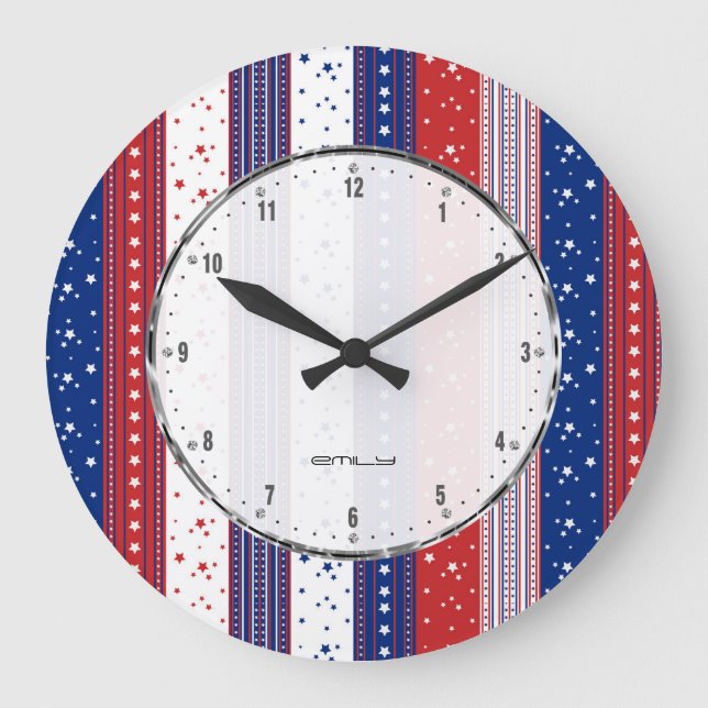 Grande Horloge Ronde Drapeau Abstrait américain 2 (Recto)