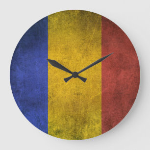 Grande Horloge Ronde Drapeau affligé par cru de la Roumanie