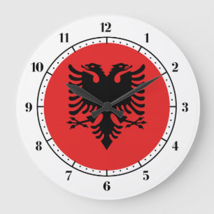 Grande Horloge Ronde Drapeau albanais
