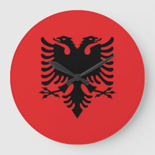 Grande Horloge Ronde Drapeau Albanie