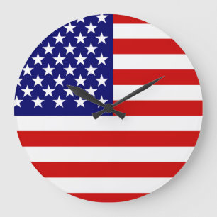 Grande Horloge Ronde Drapeau américain
