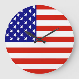 GRANDE HORLOGE RONDE DRAPEAU AMÉRICAIN