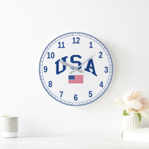 Grande Horloge Ronde Drapeau américain de la fête de l'indépendance pat