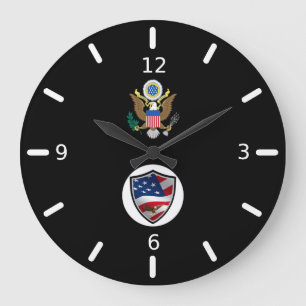 Grande Horloge Ronde Drapeau américain et grand phoque