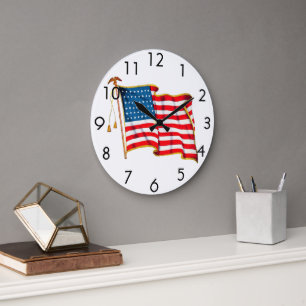 Grande Horloge Ronde Drapeau américain patriotique vintage, fête du 4 j