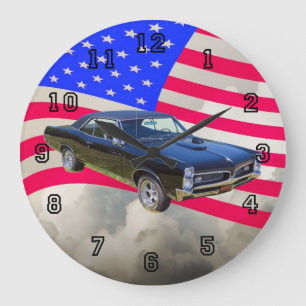 Grande Horloge Ronde Drapeau américain Pontiac GTO 1967
