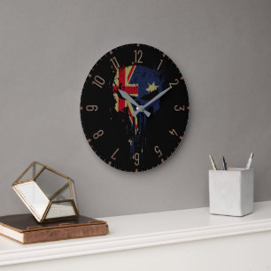 Grande Horloge Ronde Drapeau australien noir