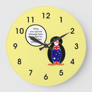 Grande Horloge Ronde Drapeau australien parlant à M. Penguin