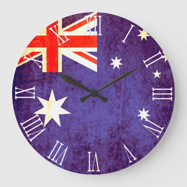 Grande Horloge Ronde Drapeau australien patriotique cadran (Recto)