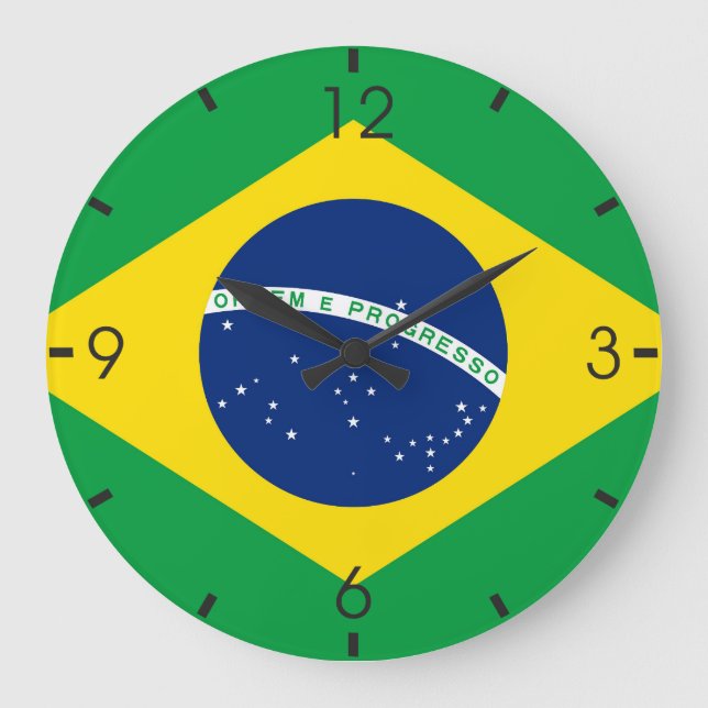 Grande Horloge Ronde Drapeau brésilien (Recto)
