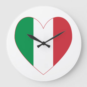 Grande Horloge Ronde Drapeau Cœur Italien