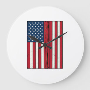 Grande Horloge Ronde Drapeau de baseball en détresse Conception vectori