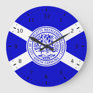Grande Horloge Ronde Drapeau de Charlotte, Caroline du Nord