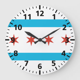 Grande Horloge Ronde Drapeau de Chicago