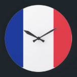 Grande Horloge Ronde Drapeau de France<br><div class="desc">Drapeau de France - Tricolore de bleu,  blanc et rouge.</div>