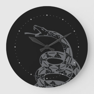 Grande Horloge Ronde Drapeau de Gadsden Ne Marchez pas sur Moi Gris