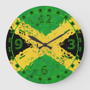 GRANDE HORLOGE RONDE DRAPEAU DE LA JAMAÏQUE