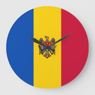 Grande Horloge Ronde Drapeau de la Moldavie