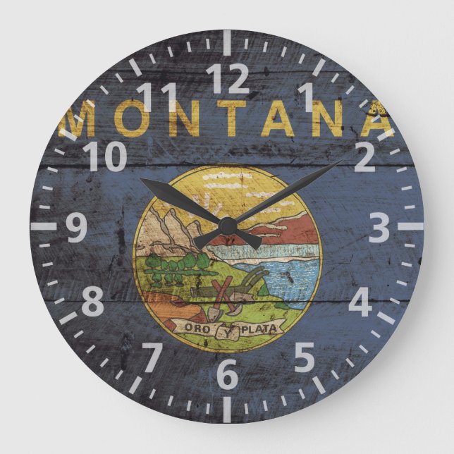 Grande Horloge Ronde Drapeau de l'État du Montana sur le vieux grain de (Recto)