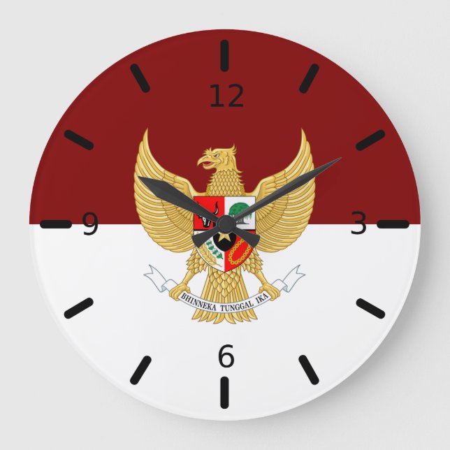 Grande Horloge Ronde Drapeau de l'Indonésie (Recto)